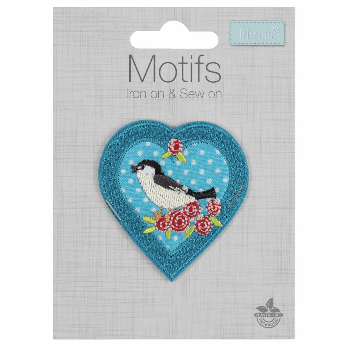 Trimits Iron-On/Sew On Motif Patch - Bird in Heart - Image 2