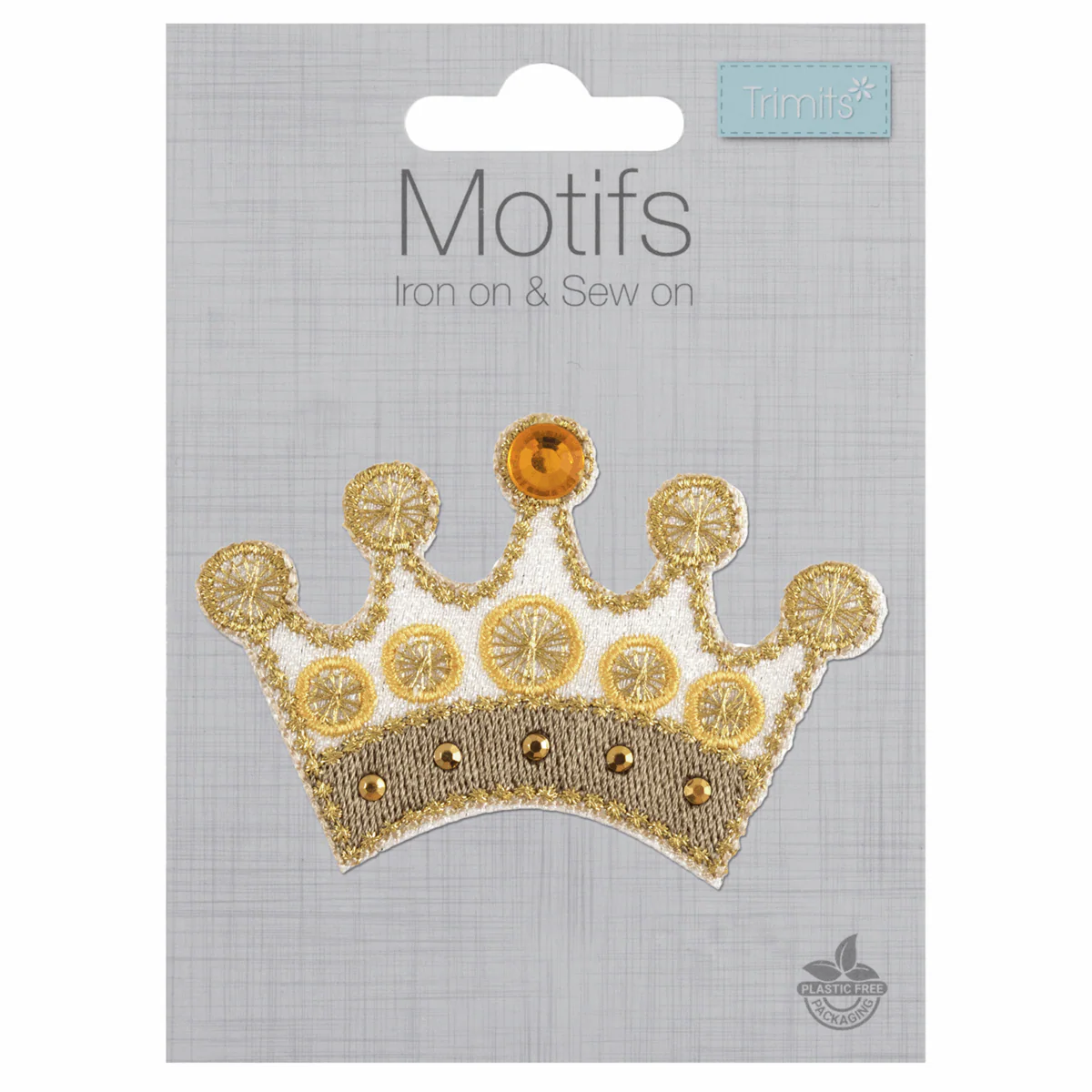 Iron-On/Sew On Motif Patch - Gem Gold Crown - Image 2
