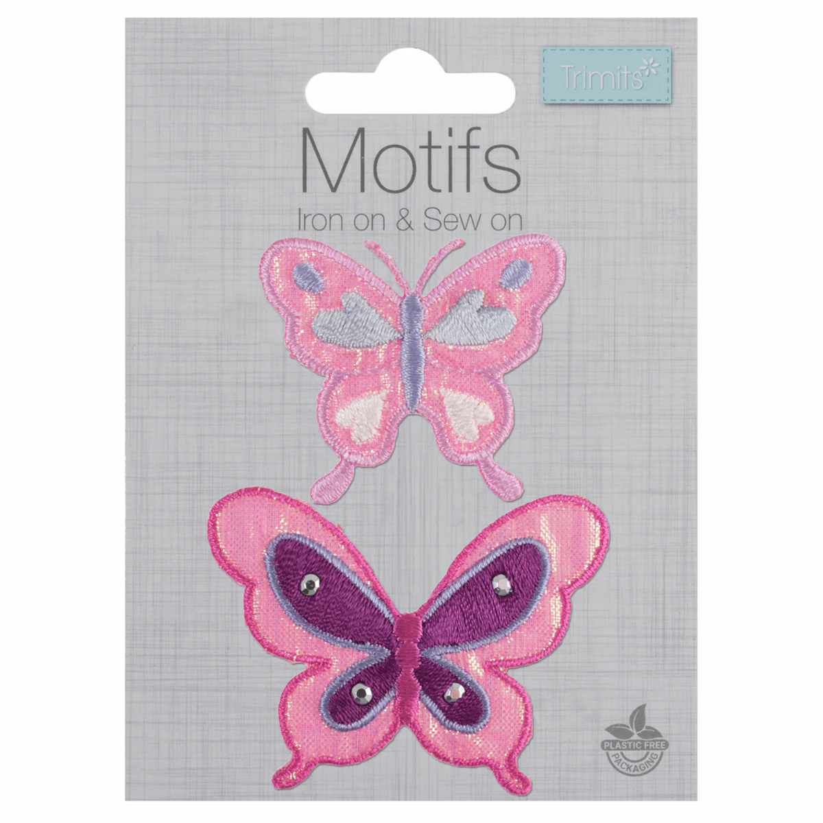 Iron-On/Sew On Motif Patch - Pink Big & Small Butterflies - Image 2
