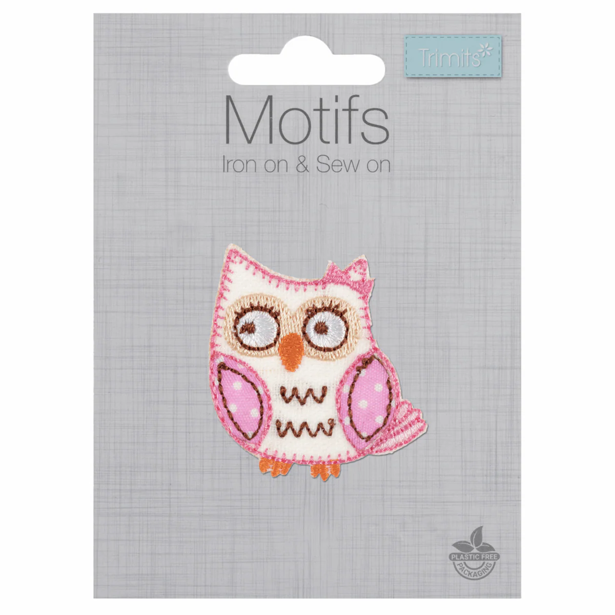 Iron-On/Sew On Motif Patch - Pink Owl - Image 2