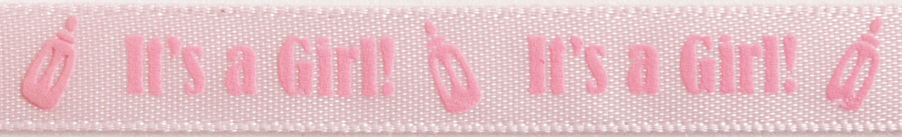 It's a Girl White/Pink Satin Ribbon - 4m x 10mm