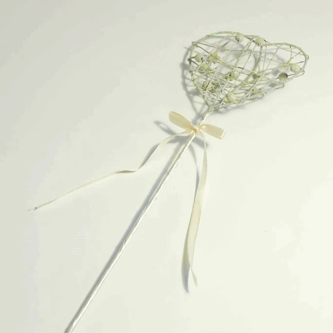 Ivory Heart Wand with Ribbon - 40cm x 10cm