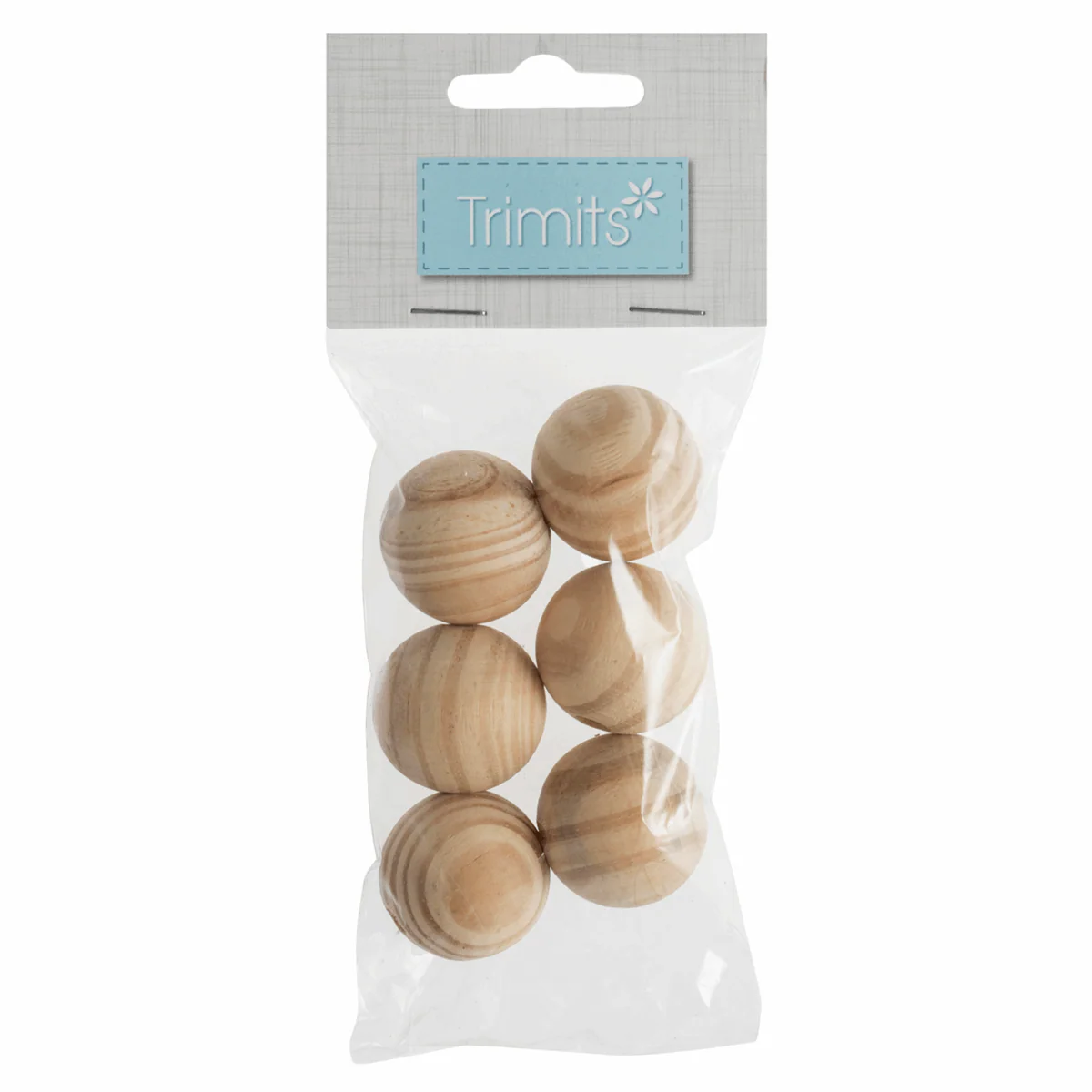 Macrame Wooden Craft Beads x 6 - 30mm - Image 2