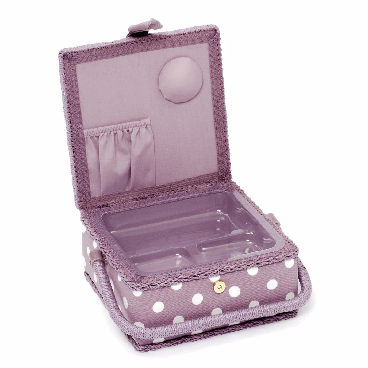 Mauve Spot Sewing Box - Small Square - Image 2