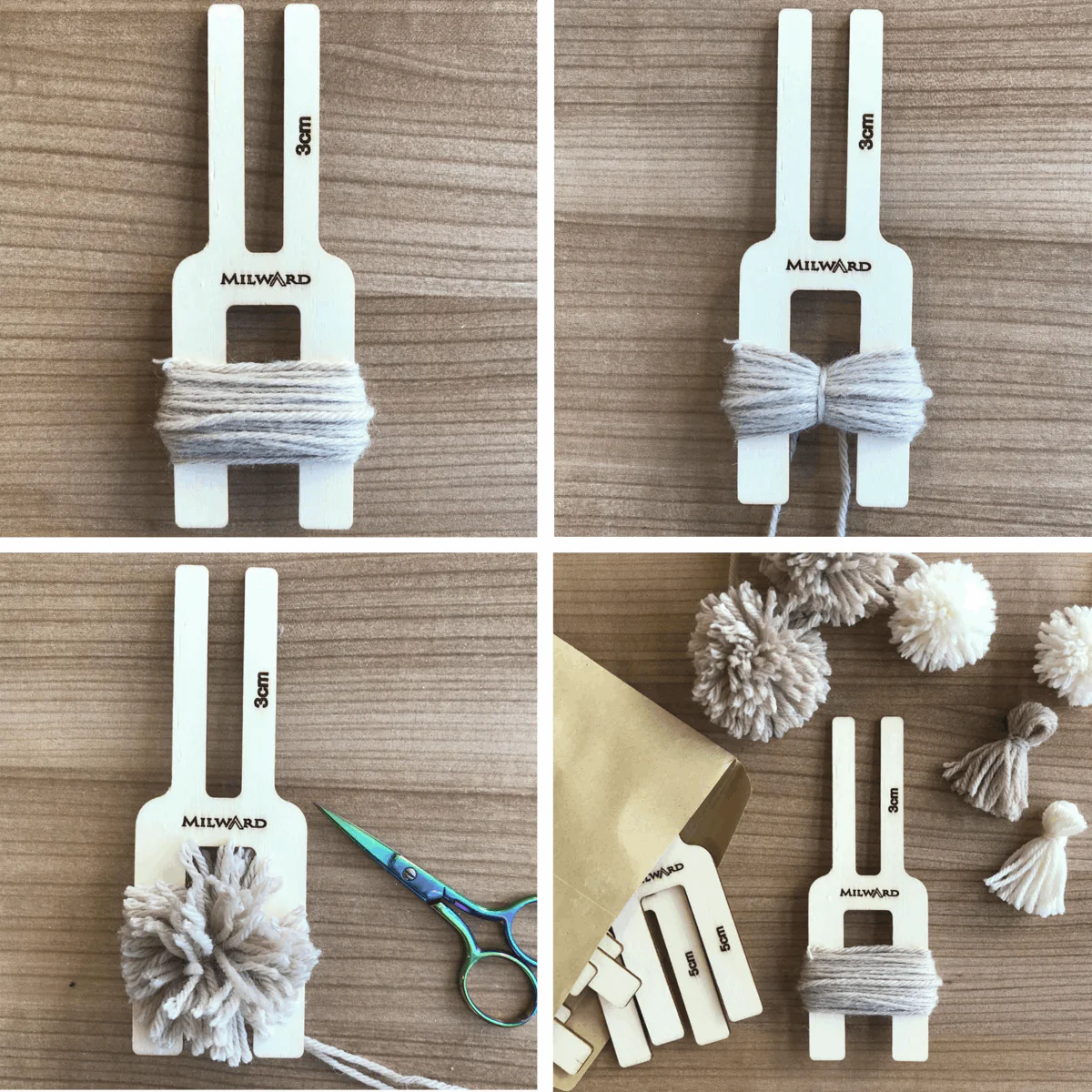 Milward Wooden Pom Pom Maker - Dual Size 3cm & 5cm - Image 2