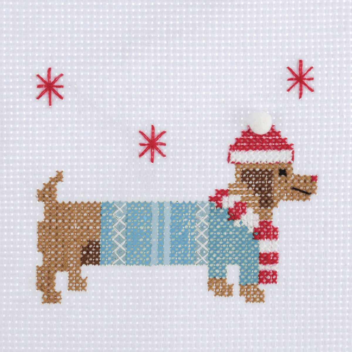 Mini Counted Cross Stitch Kit - Festive Daschund - Image 3