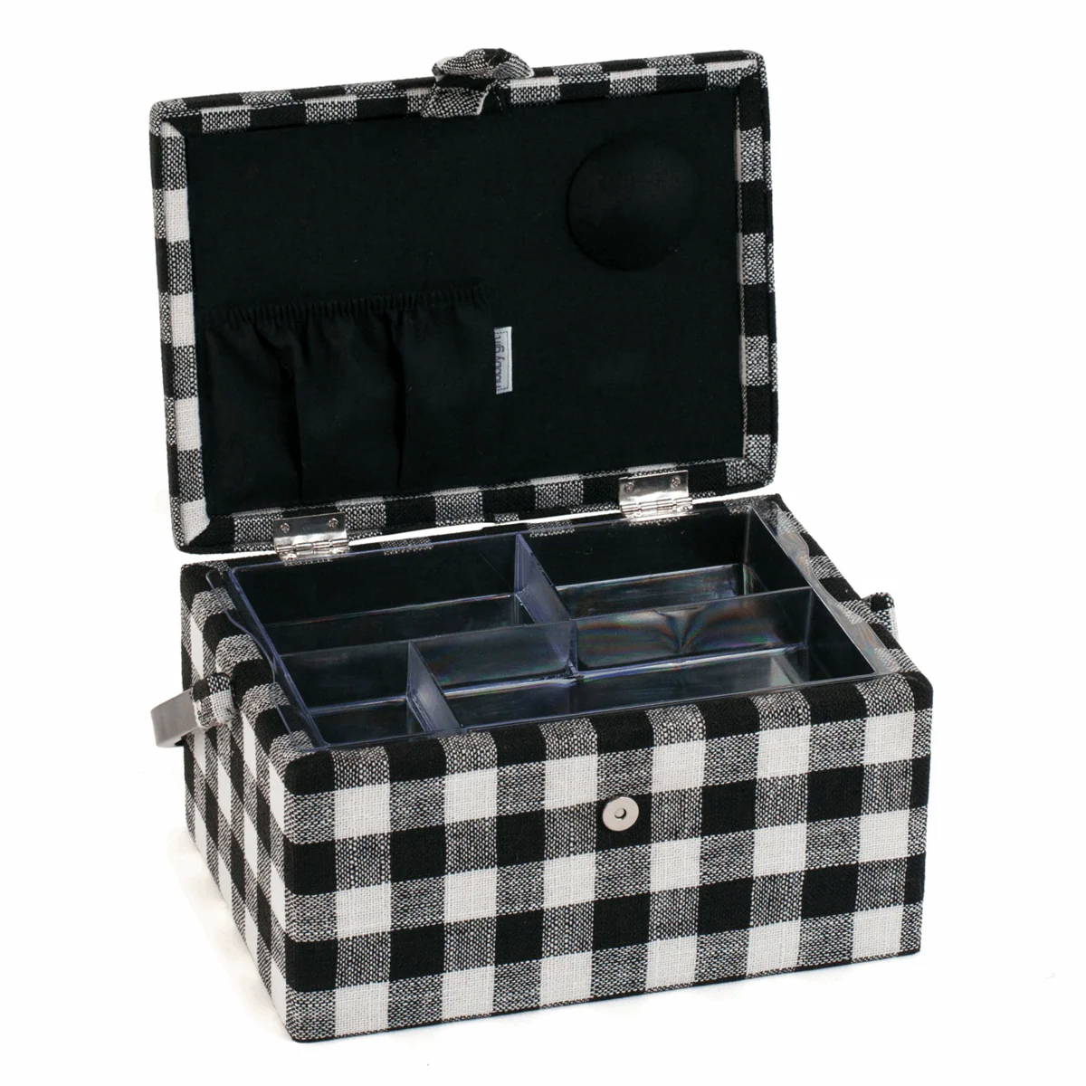 Monochrome Gingham Sewing Box - Medium - Image 3