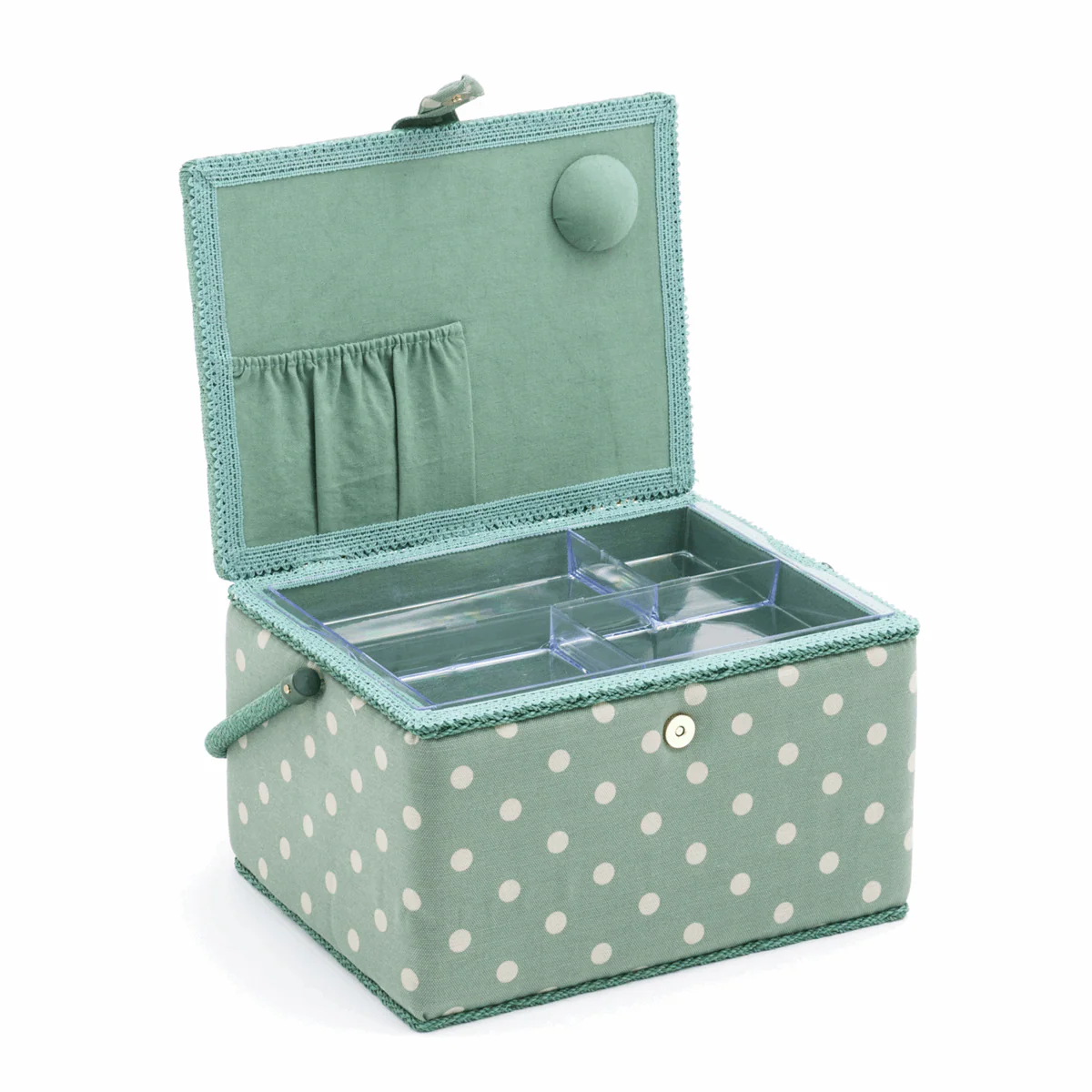 Moss Polka Dot Sewing Box - Large - Image 2