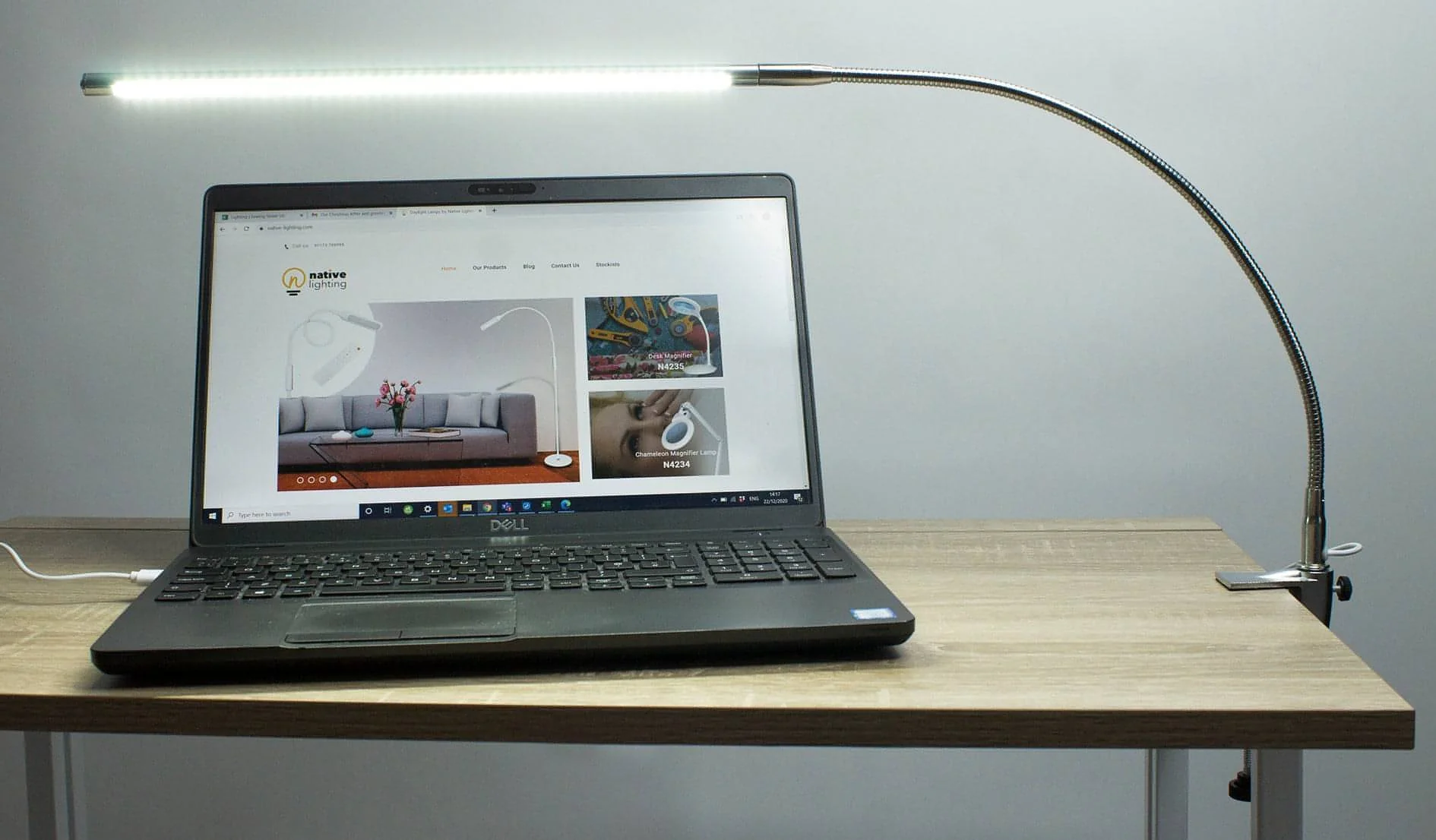 Native Lighting - Silver Slim Lamp (aluminium neck, desk clamp, USB powered) - Image 4
