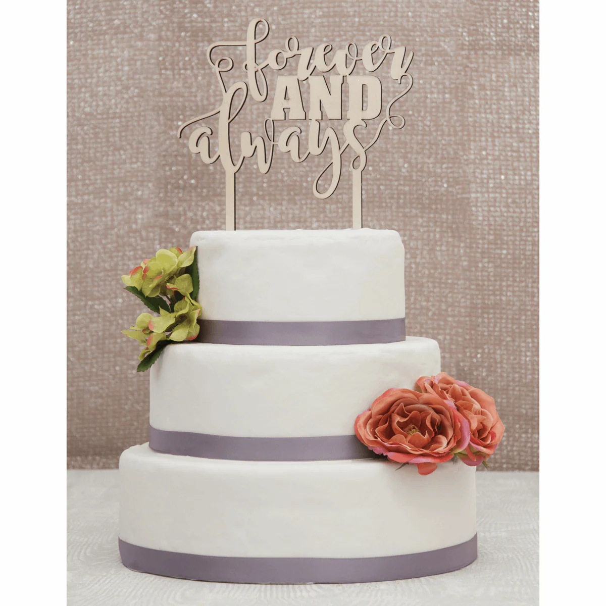 Natural Wooden 'Forever & Always' Cake Topper - Image 2