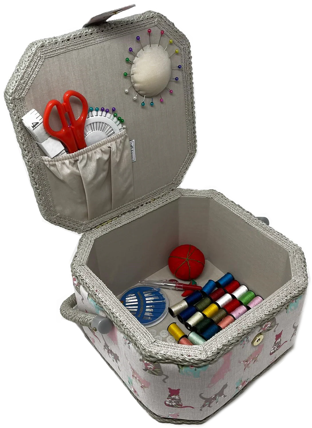 Octagon Sewing Box with Deluxe Craft Kit