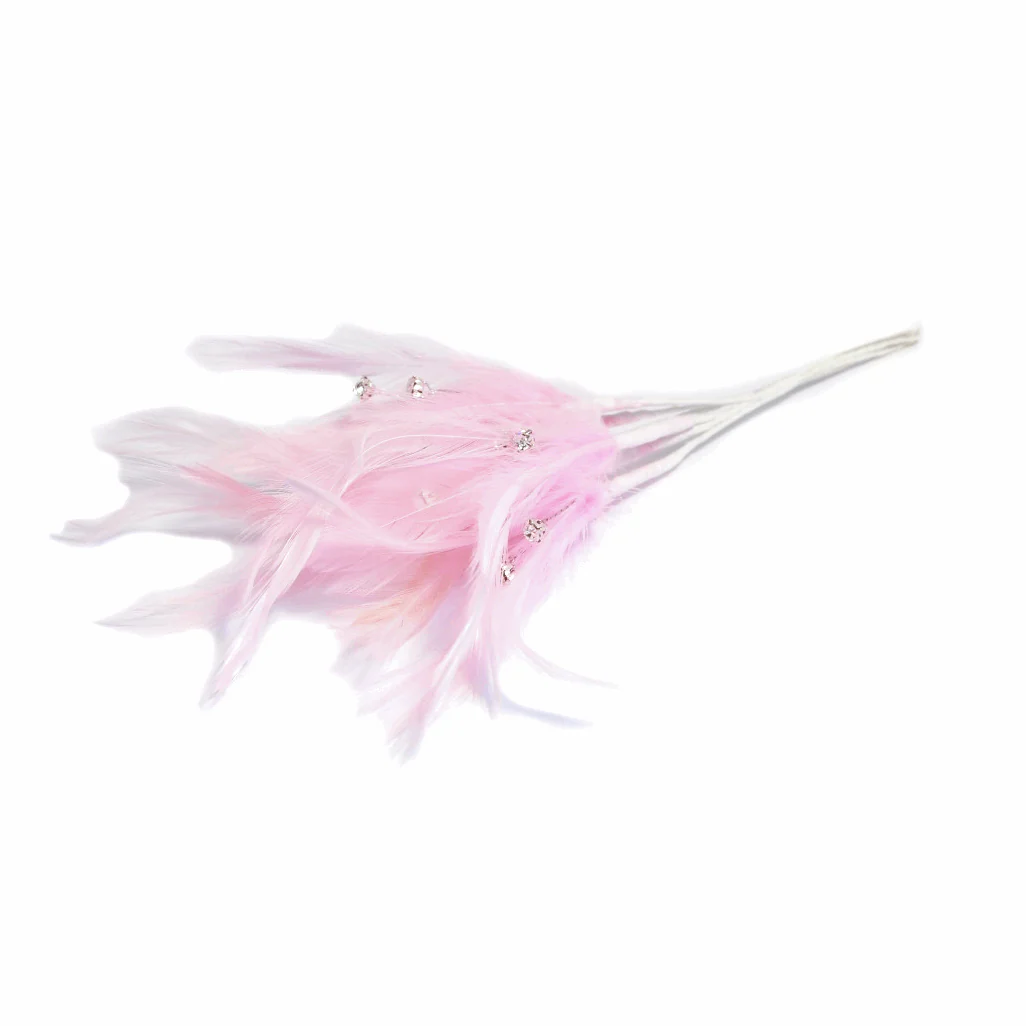 Pale Pink Diamante Feathers (Pack of 6)