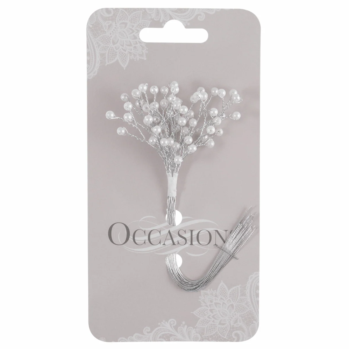 Pearl with Silver Wire Flower Spray - 6mm (Pack of 12 Stems)
