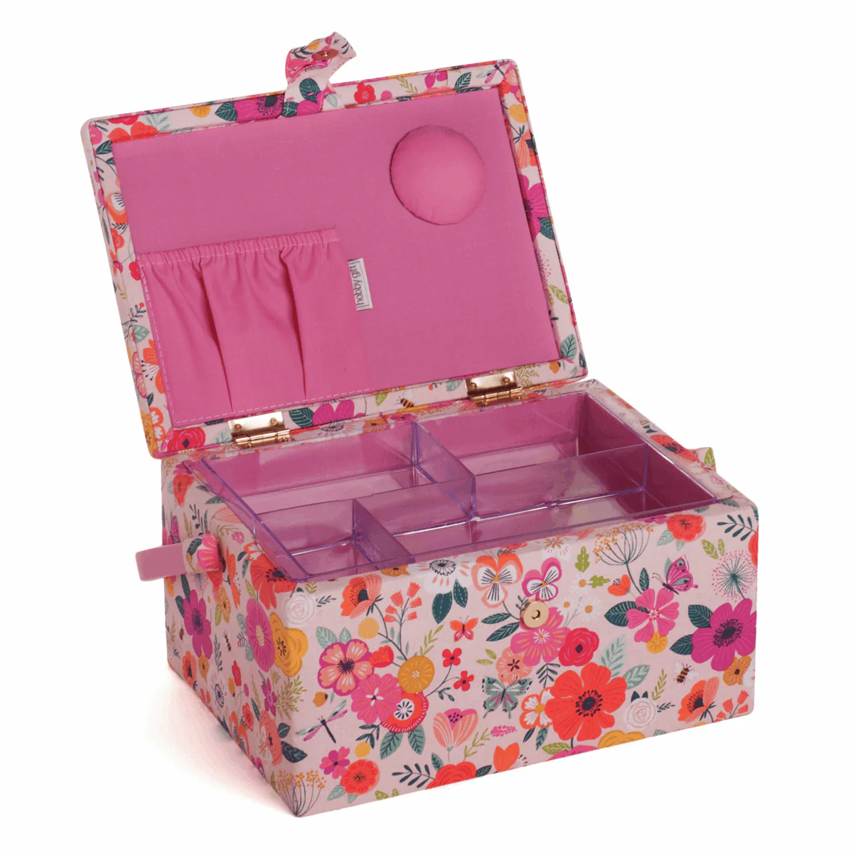 Pink Floral Garden Sewing Box - Medium - Image 2