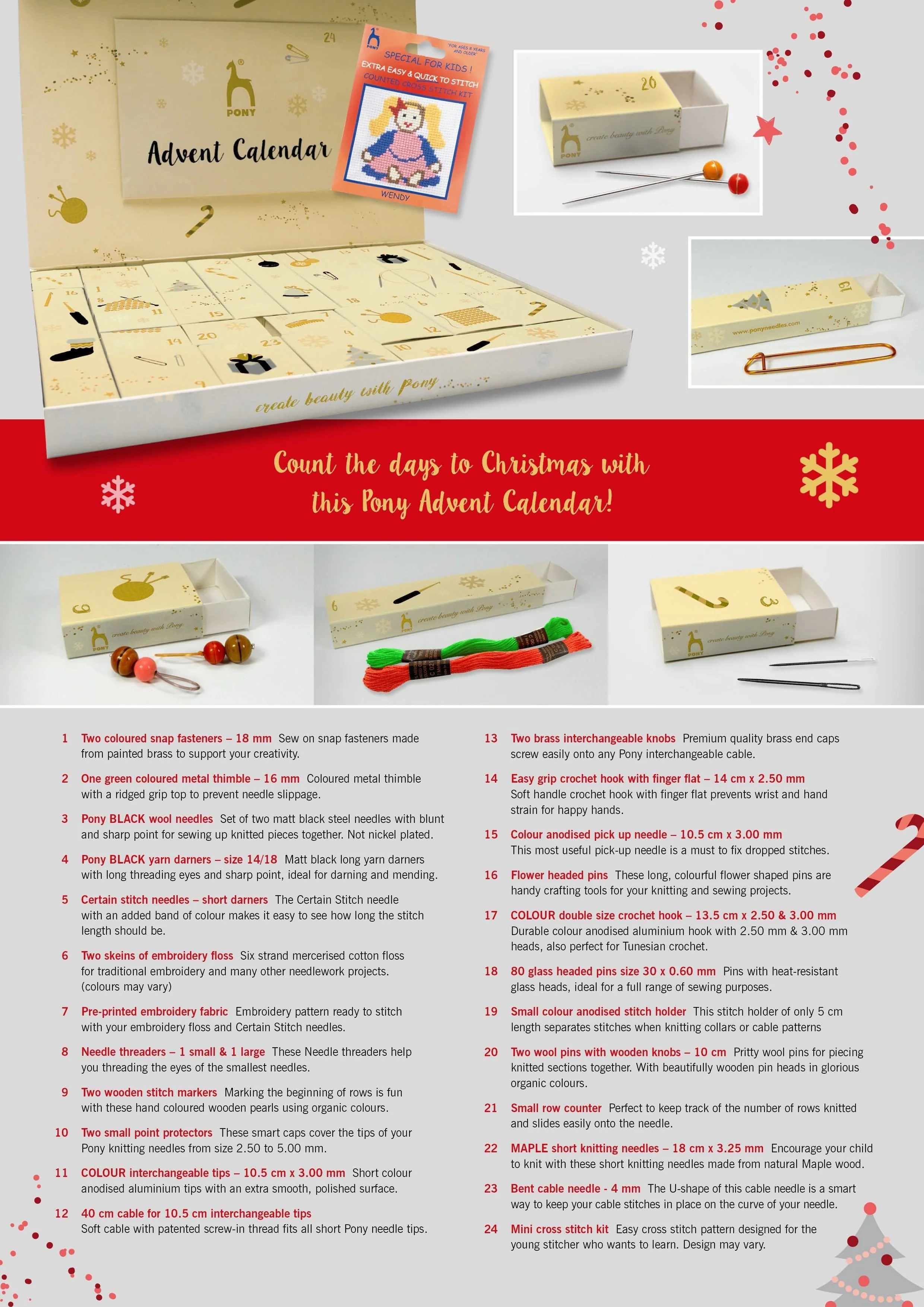Luxury Knitting and Crochet Advent Calendar by Pony * Last Chance to Buy * - Image 4