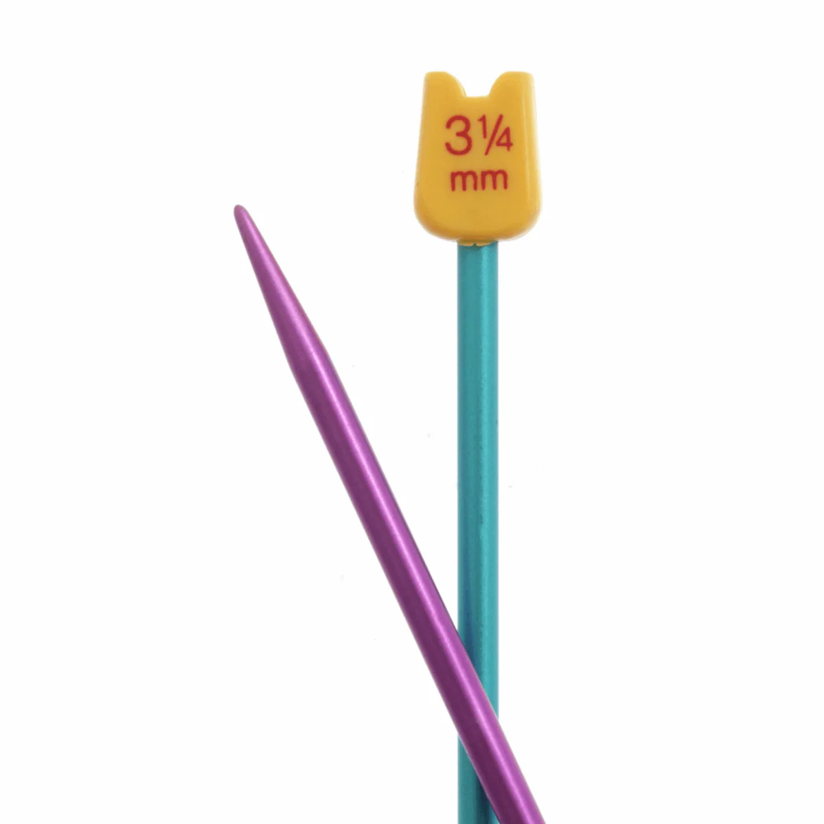 PONY Children's Coloured Aluminium Single-Ended Knitting Pins - 18cm x 3.25mm (Blue/Magenta) - Image 2