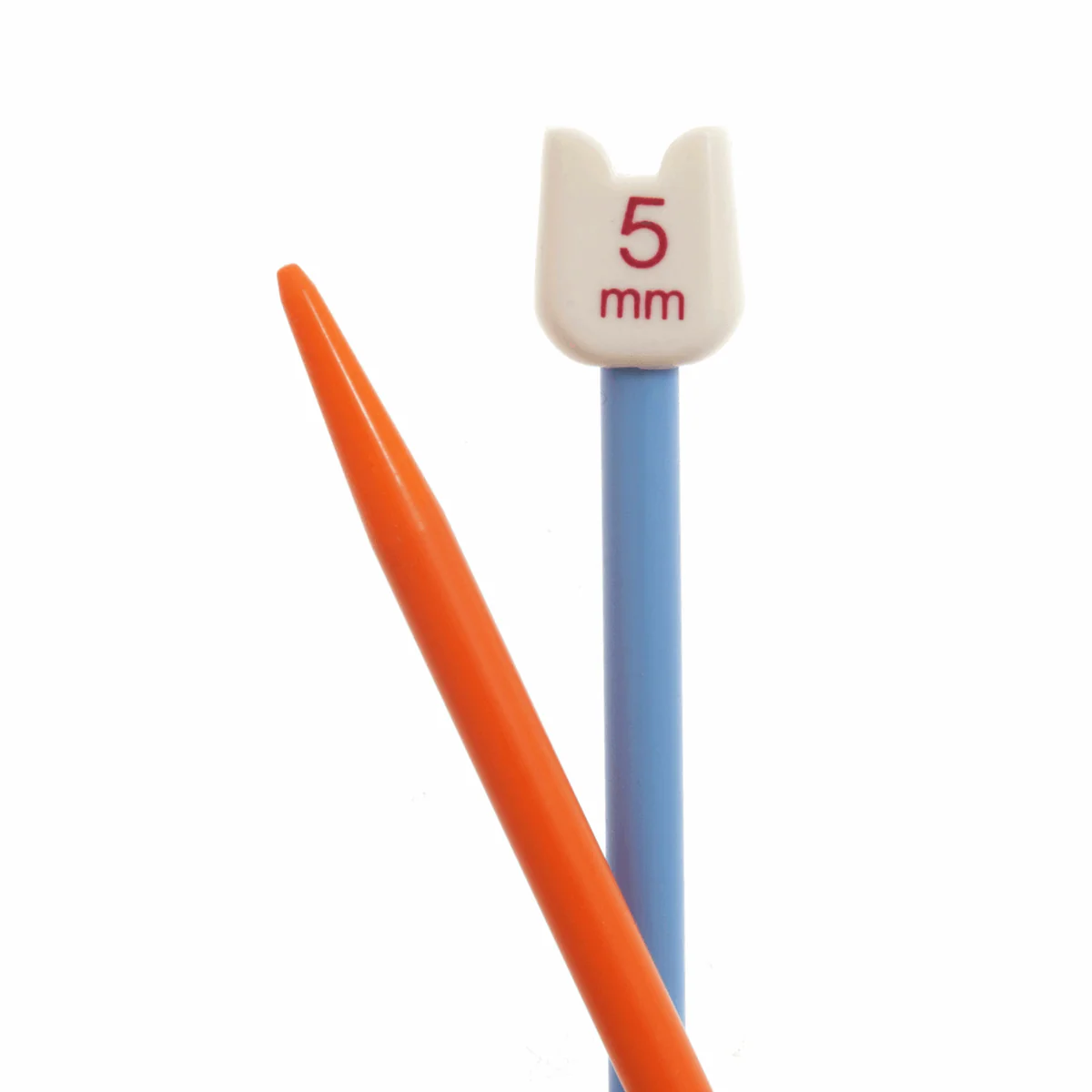 PONY Children's Coloured Plastic Single-Ended Knitting Pins - 18cm x 5mm (Orange/Blue) - Image 3
