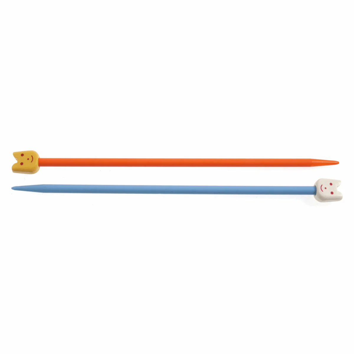 PONY Children's Coloured Plastic Single-Ended Knitting Pins - 18cm x 5mm (Orange/Blue) - Image 4