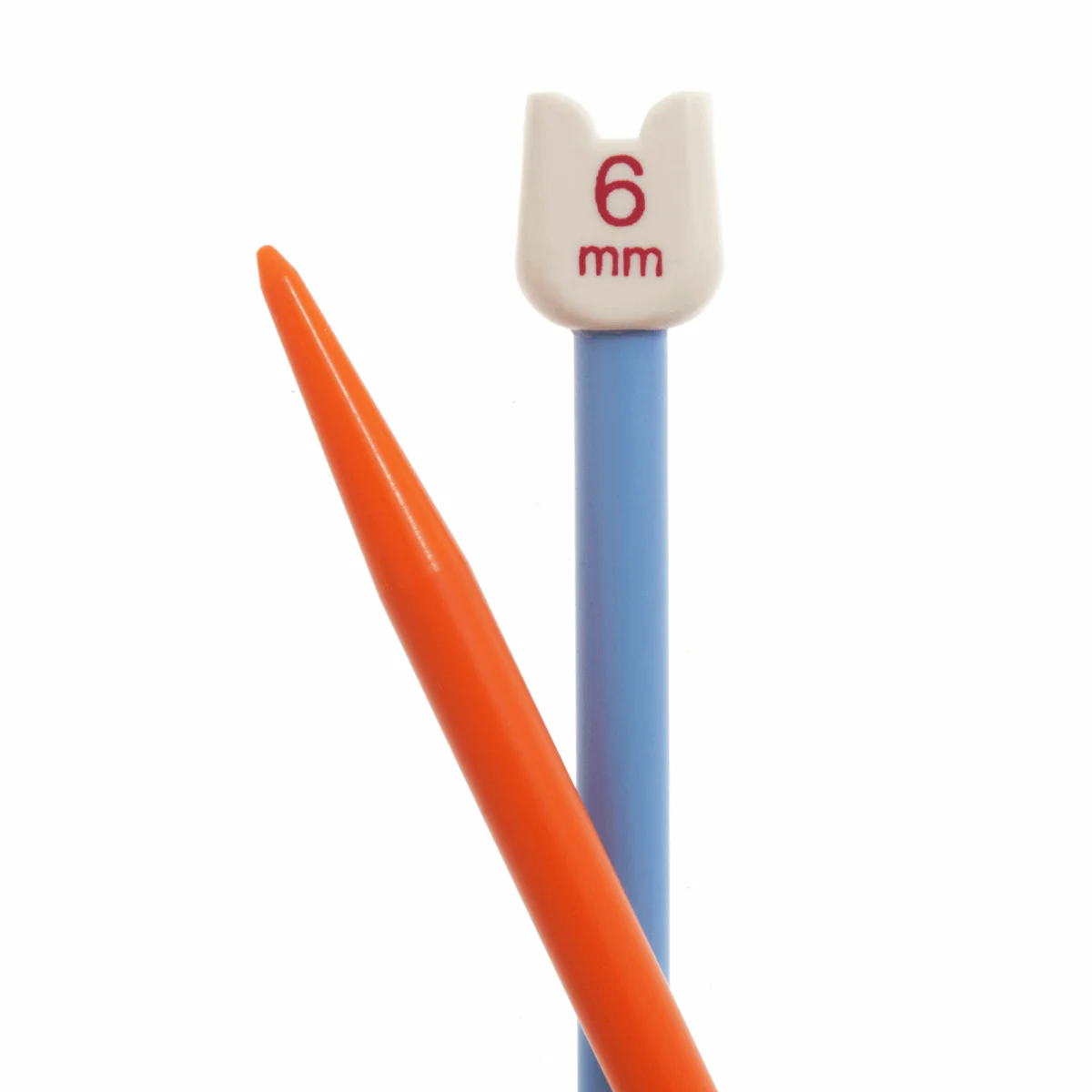 PONY Children's Coloured Plastic Single-Ended Knitting Pins - 18cm x 6mm (Orange/Blue) - Image 3