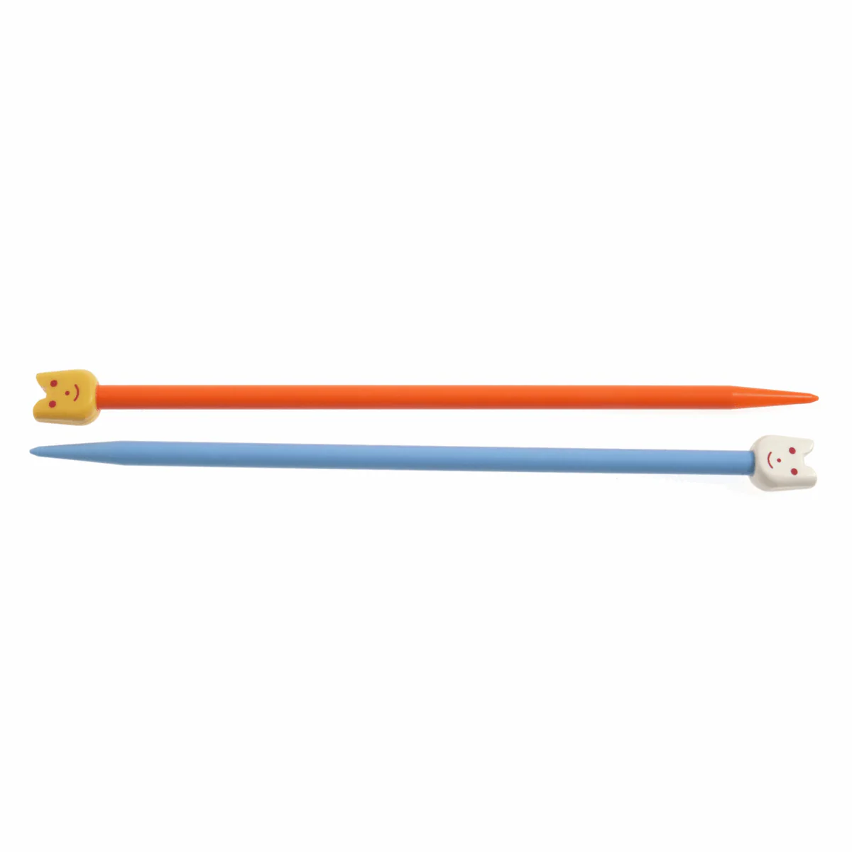 PONY Children's Coloured Plastic Single-Ended Knitting Pins - 18cm x 6mm (Orange/Blue) - Image 4