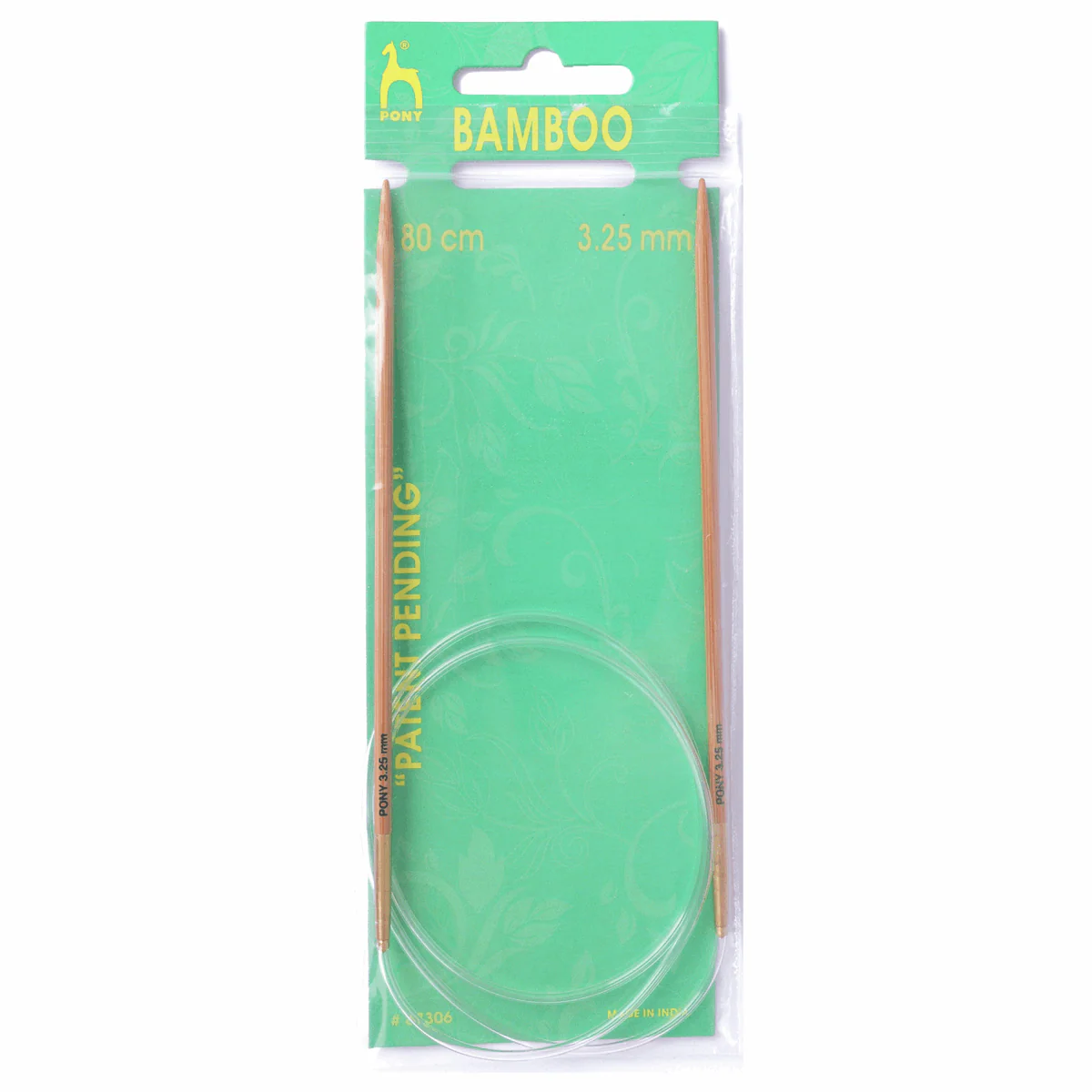 PONY Circular Fixed Bamboo Knitting Pins - 80cm x 3.25mm