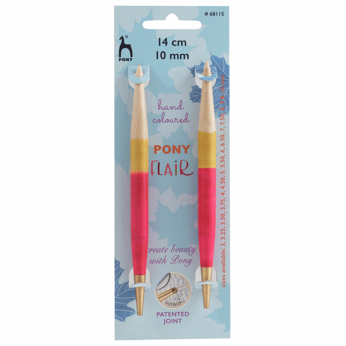 PONY 'Flair' Circular Interchangeable Hand Coloured Knitting Pins - 14cm x 10mm