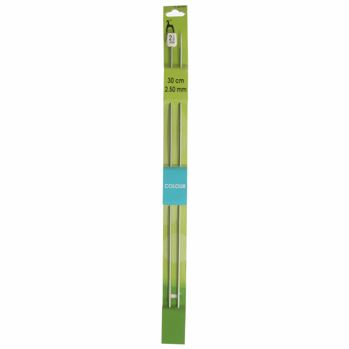 PONY Colour Single-Ended Aluminium Knitting Pins - 30cm x 2.50mm