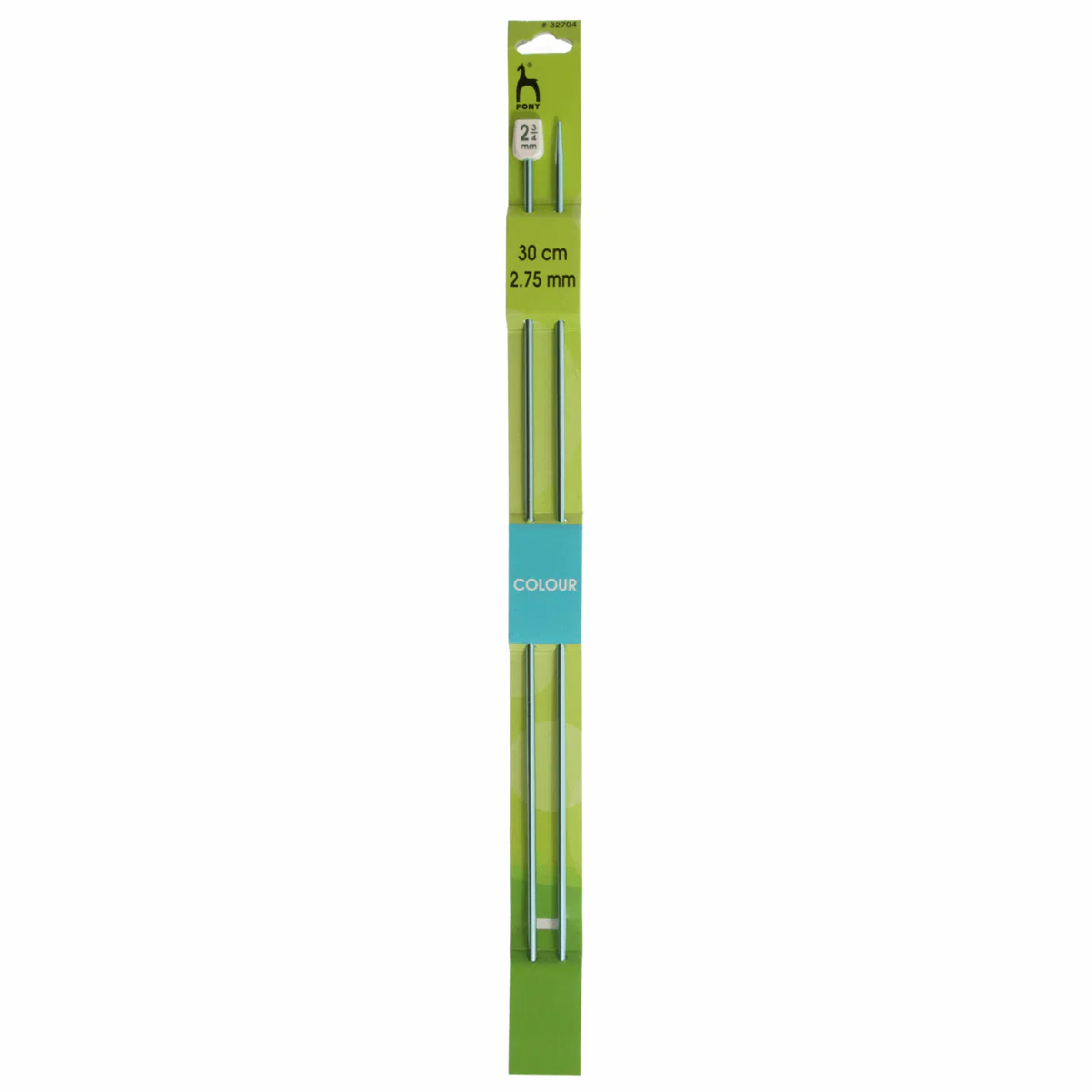 PONY Colour Single-Ended Aluminium Knitting Pins - 30cm x 2.75mm