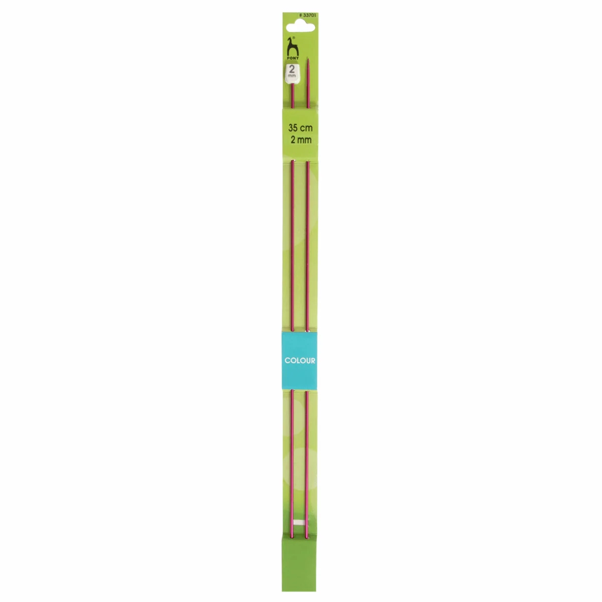 PONY Colour Single-Ended Aluminium Knitting Pins - 35cm x 2.00mm