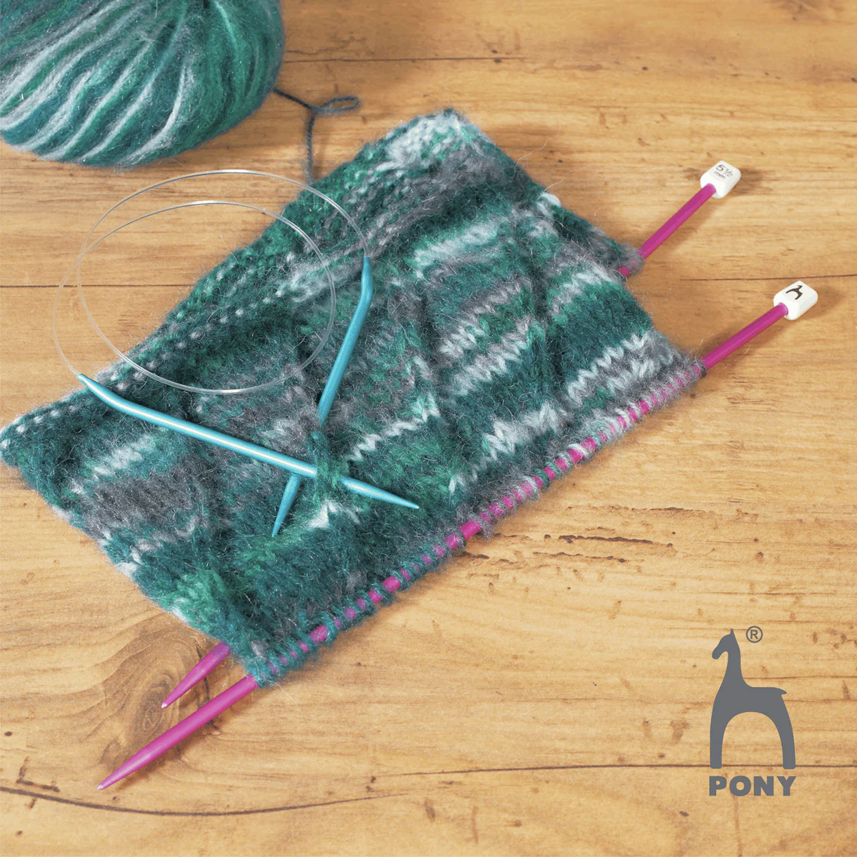 PONY Colour Single-Ended Aluminium Knitting Pins - 35cm x 5.50mm - Image 3