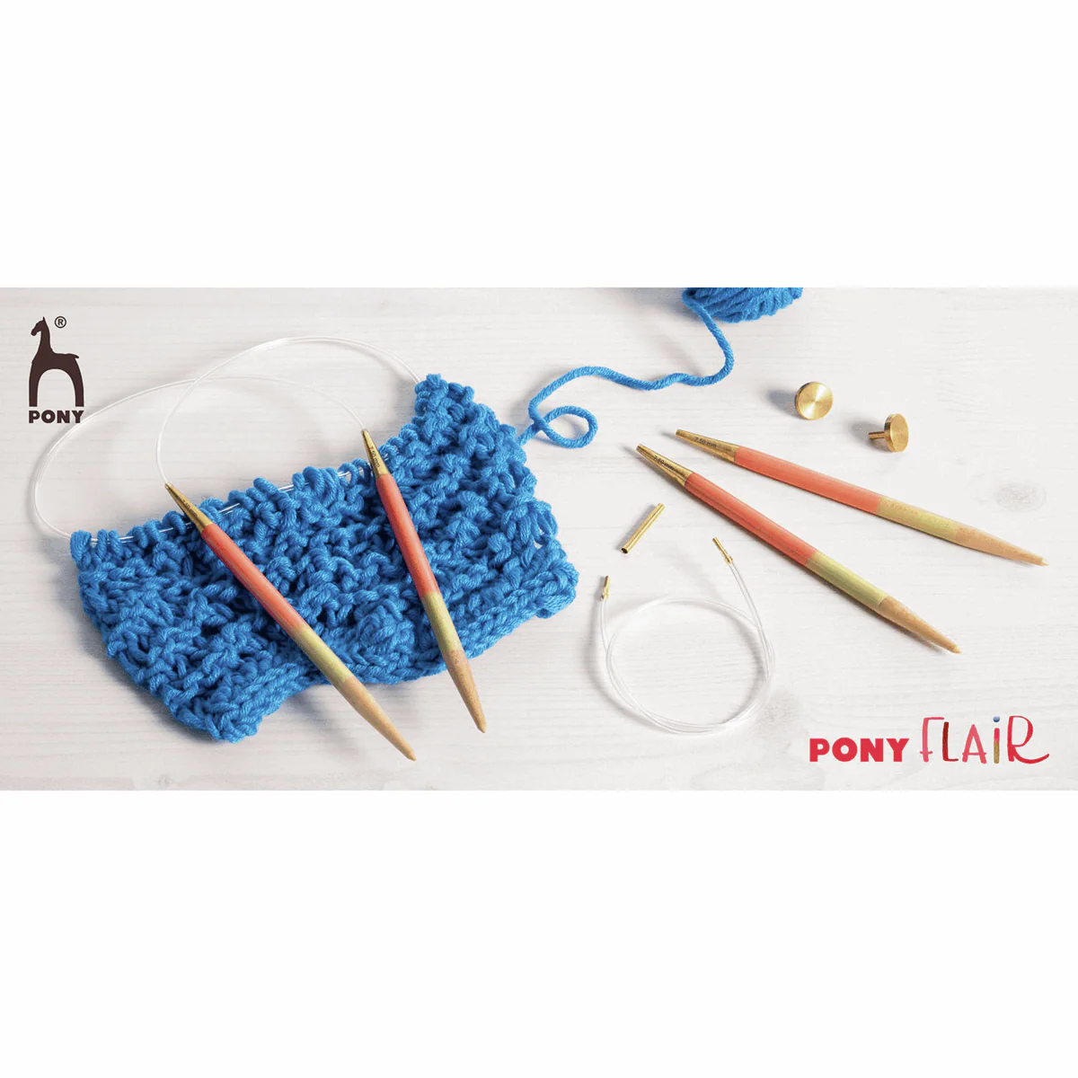 PONY 'Flair' Circular Fixed Hand Coloured Knitting Pins - 40cm x 7.50mm - Image 2
