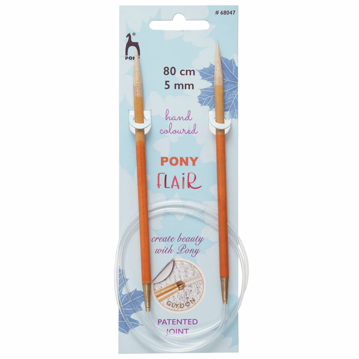 PONY Flair Hand Colored Circular Knitting Pins 80cm