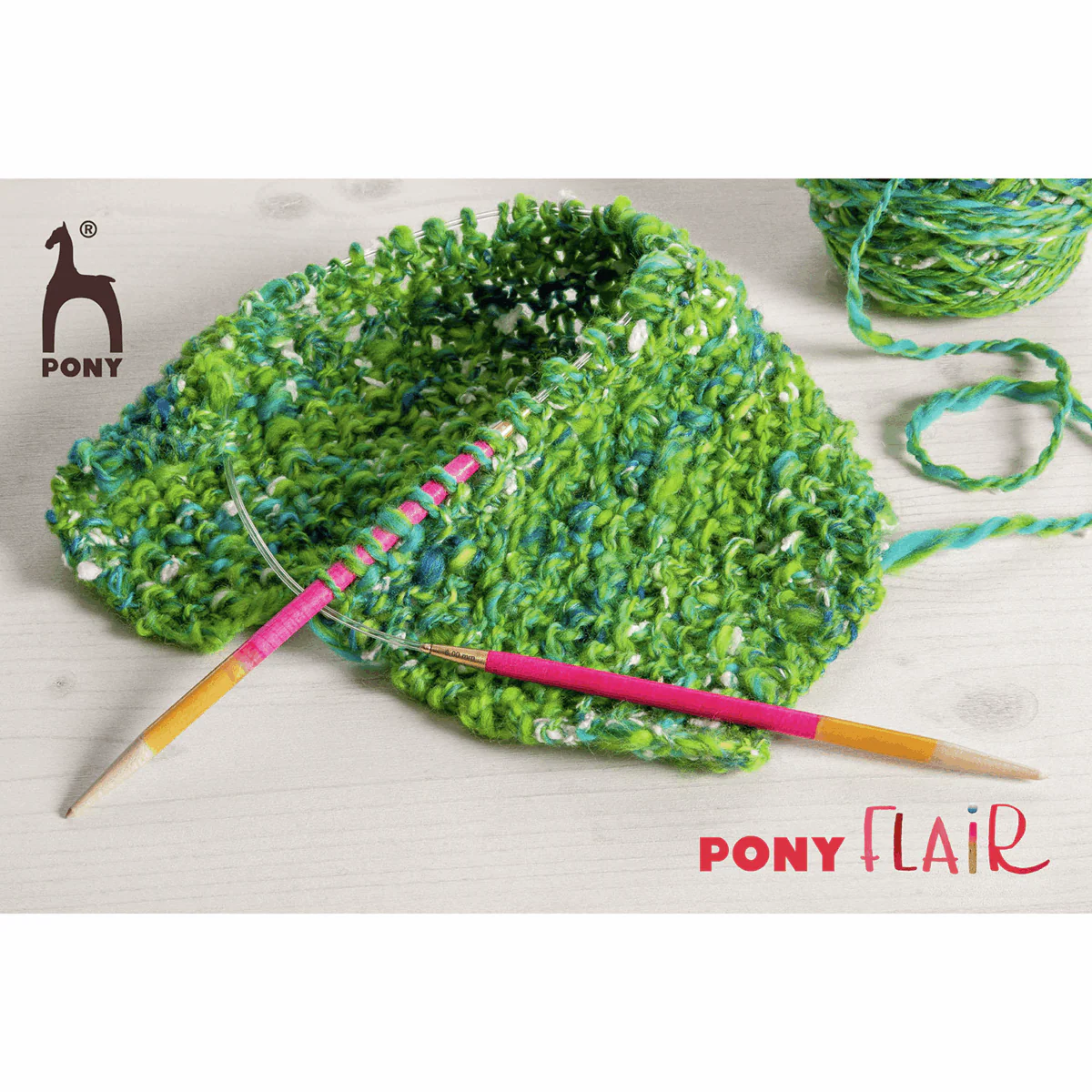 PONY 'Flair' Circular Fixed Hand Coloured Knitting Pins - 80cm x 6.00mm - Image 2