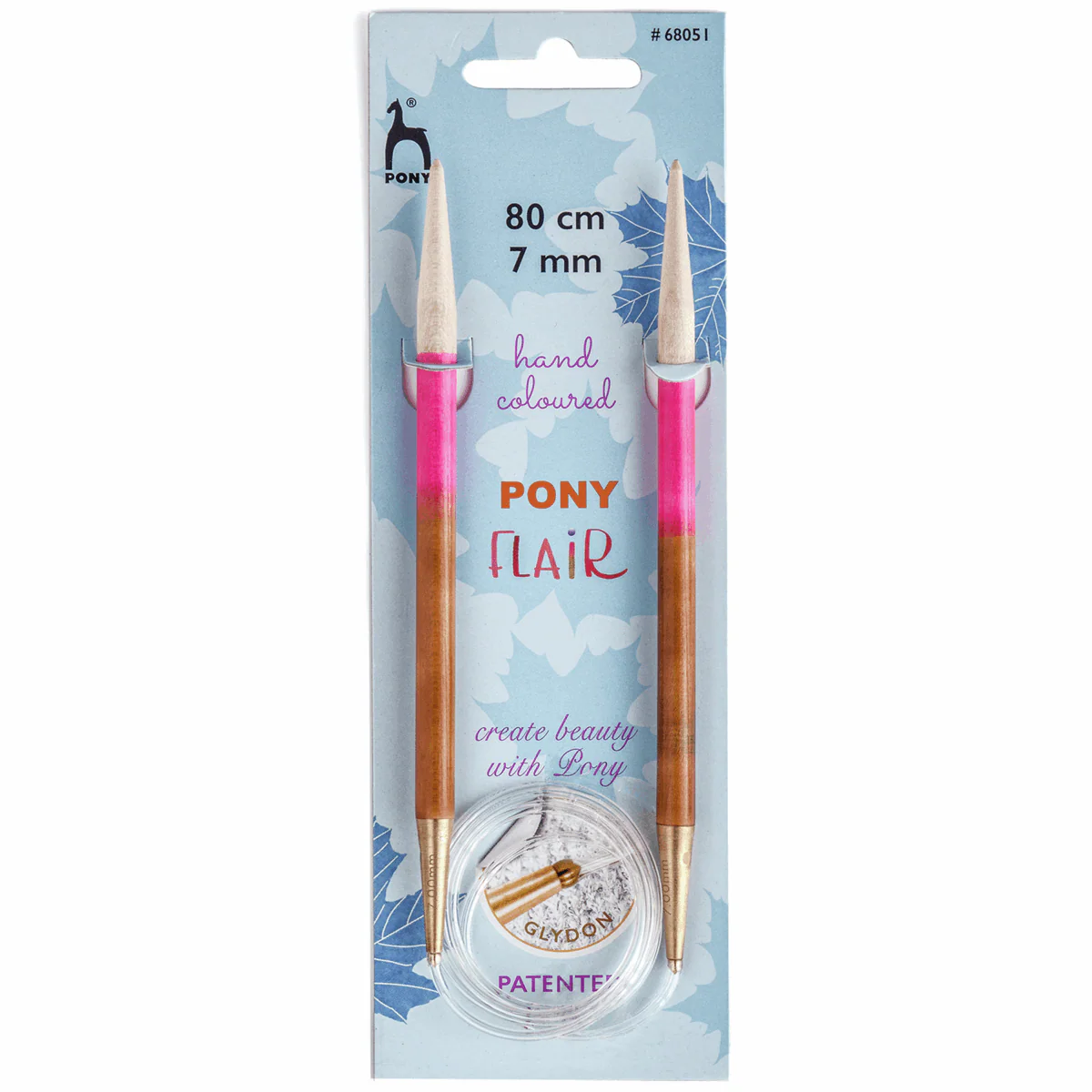 PONY 'Flair' Circular Fixed Hand Coloured Knitting Pins - 80cm x 7.00mm