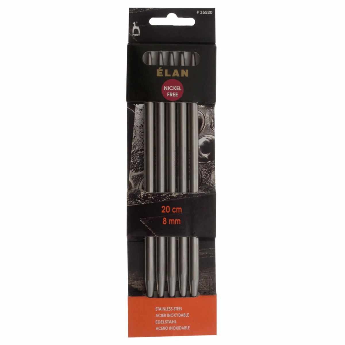 PONY 'Elan' Set of 5 Double-Ended Stainless Knitting Pins