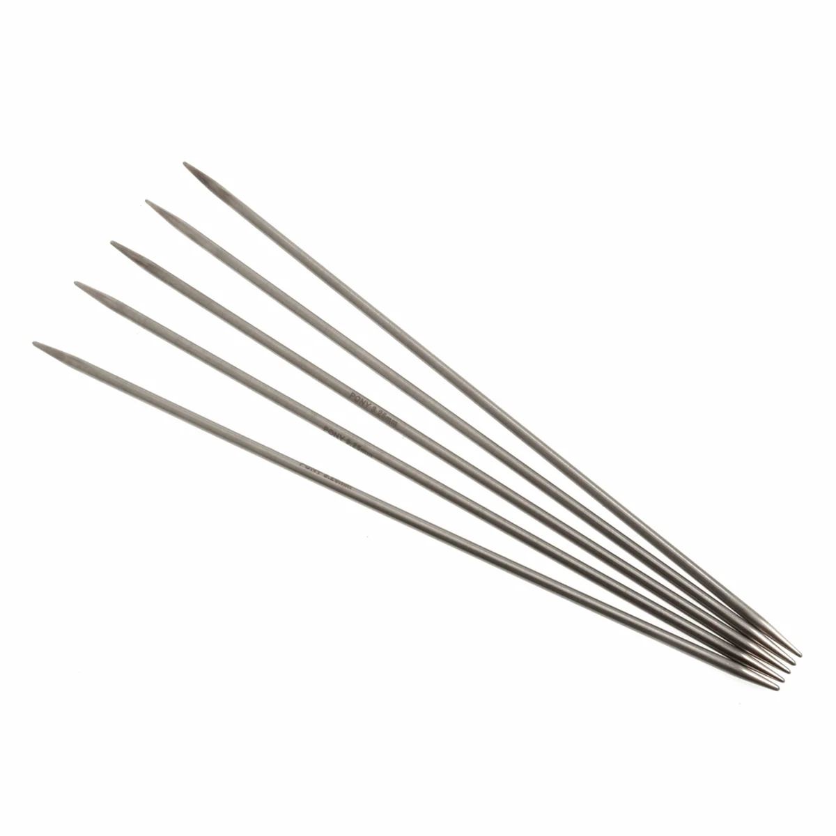 PONY 'Elan' Double-Ended Stainless Steel Knitting Pins - 20cm x 3.25mm (Set of 5) - Image 3