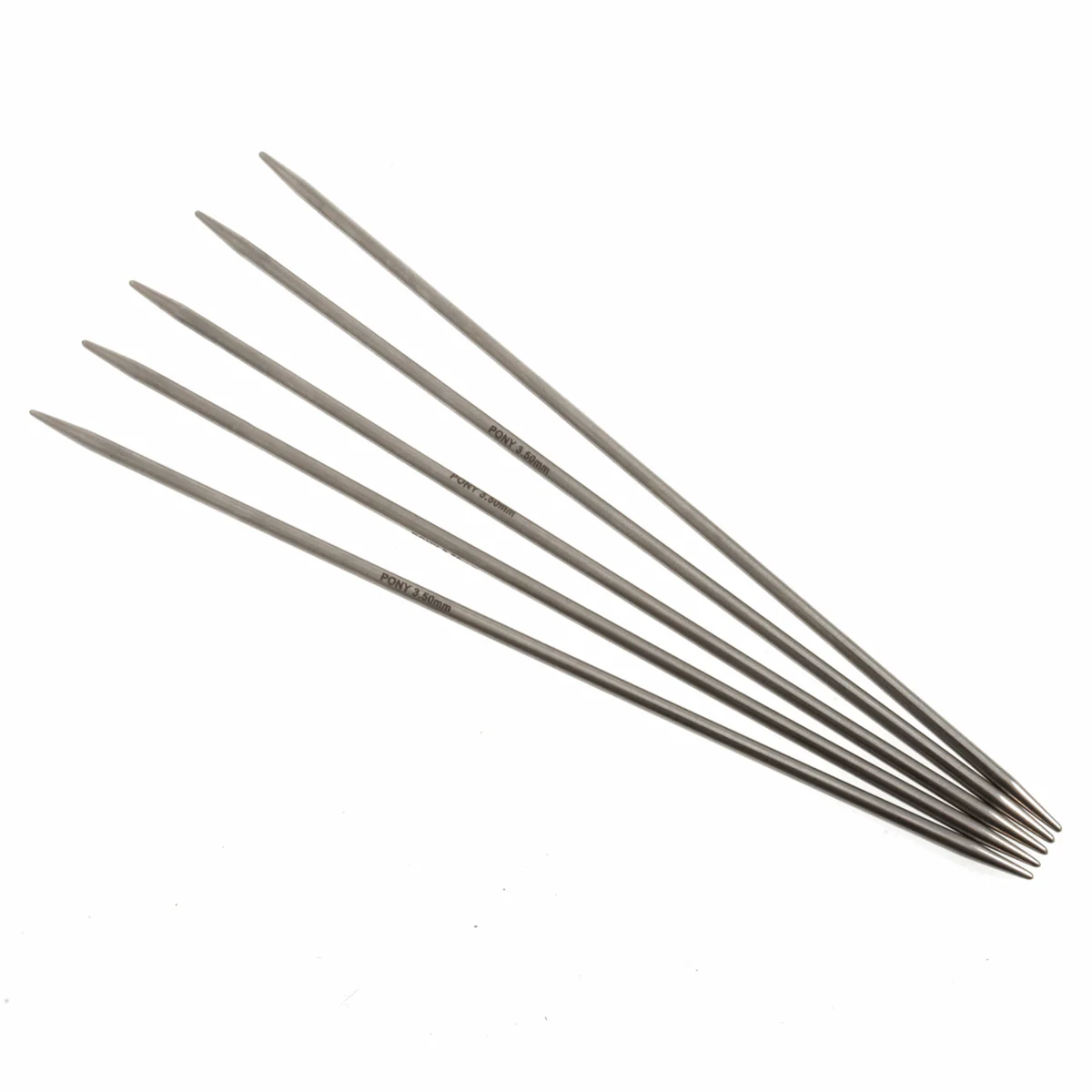 PONY 'Elan' Double-Ended Stainless Steel Knitting Pins - 20cm x 3.50mm (Set of 5) - Image 3