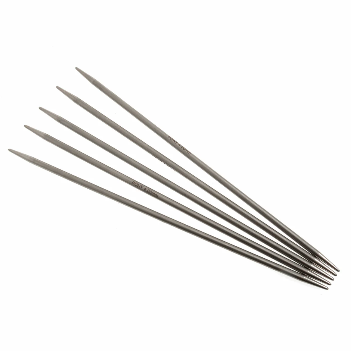 PONY 'Elan' Double-Ended Stainless Steel Knitting Pins - 20cm x 4.00mm (Set of 5) - Image 3
