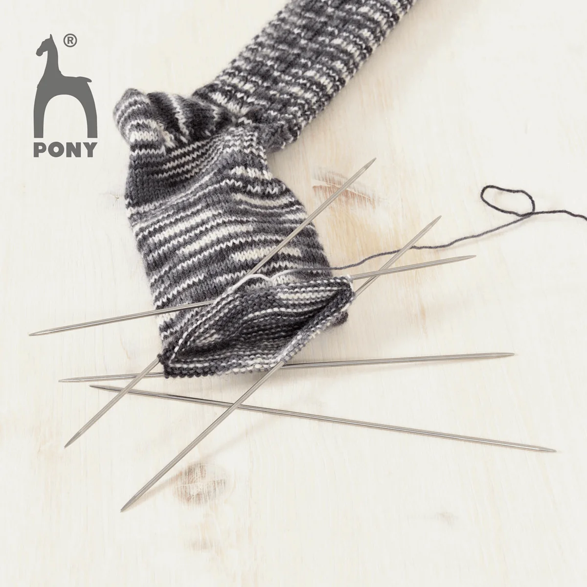 PONY 'Elan' Double-Ended Stainless Steel Knitting Pins - 20cm x 4.00mm (Set of 5) - Image 4
