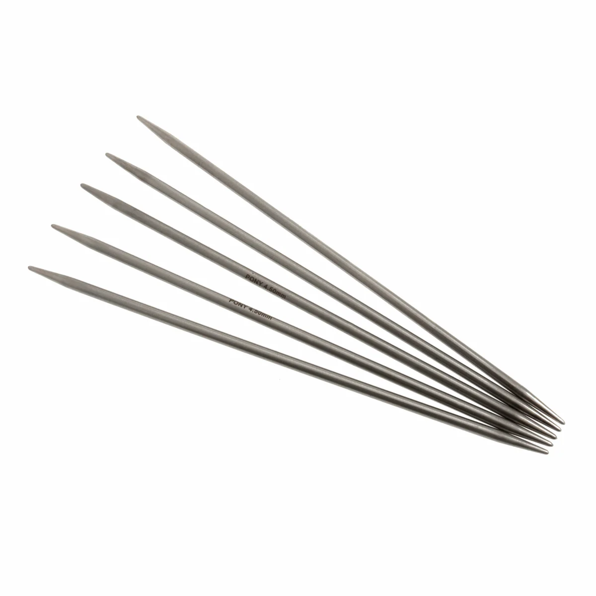 PONY 'Elan' Double-Ended Stainless Steel Knitting Pins - 20cm x 4.50mm (Set of 5) - Image 3