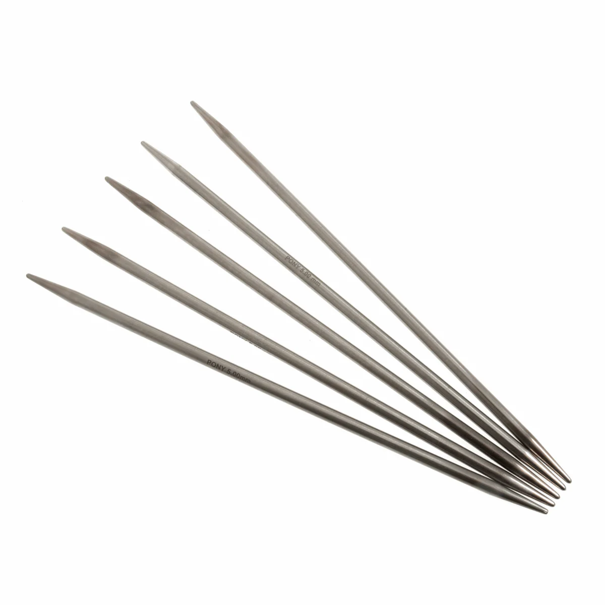 PONY 'Elan' Double-Ended Stainless Steel Knitting Pins - 20cm x 5.00mm (Set of 5) - Image 3