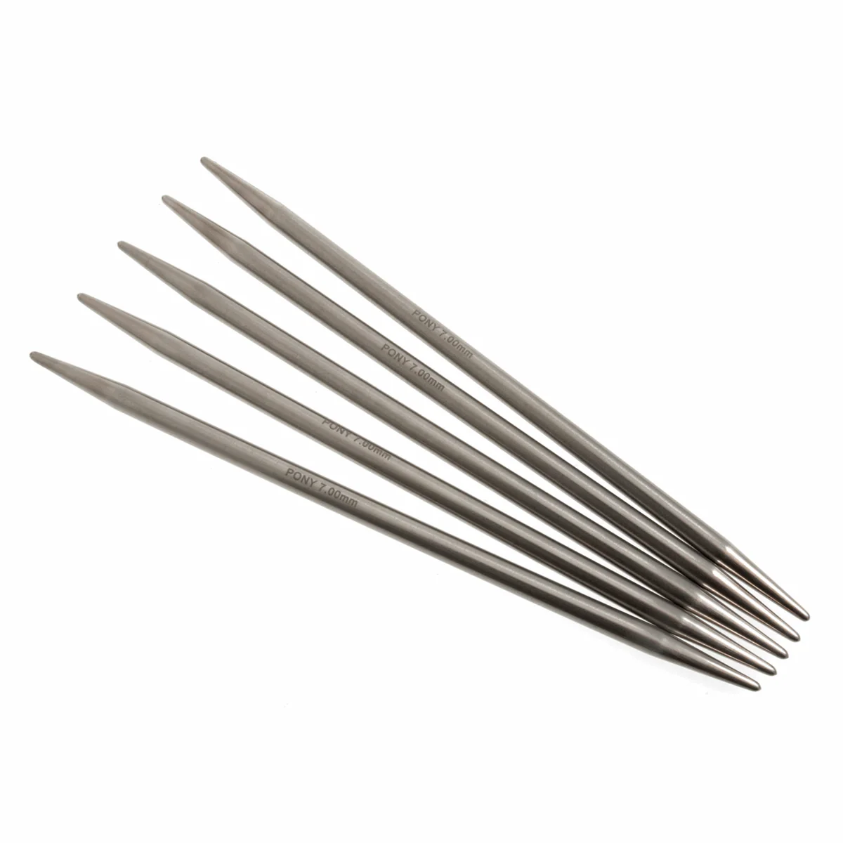 PONY 'Elan' Double-Ended Stainless Steel Knitting Pins (Set of 5) - 20cm x 7.00mm - Image 3