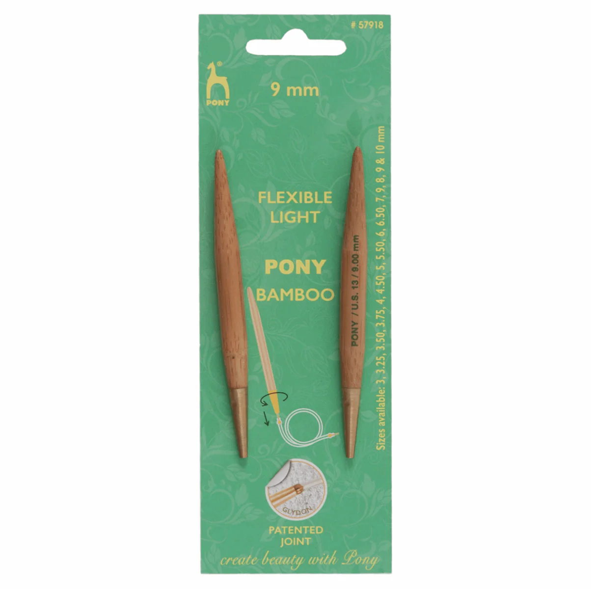 PONY Interchangeable Bamboo Knitting Pins 10.5cm x 9mm