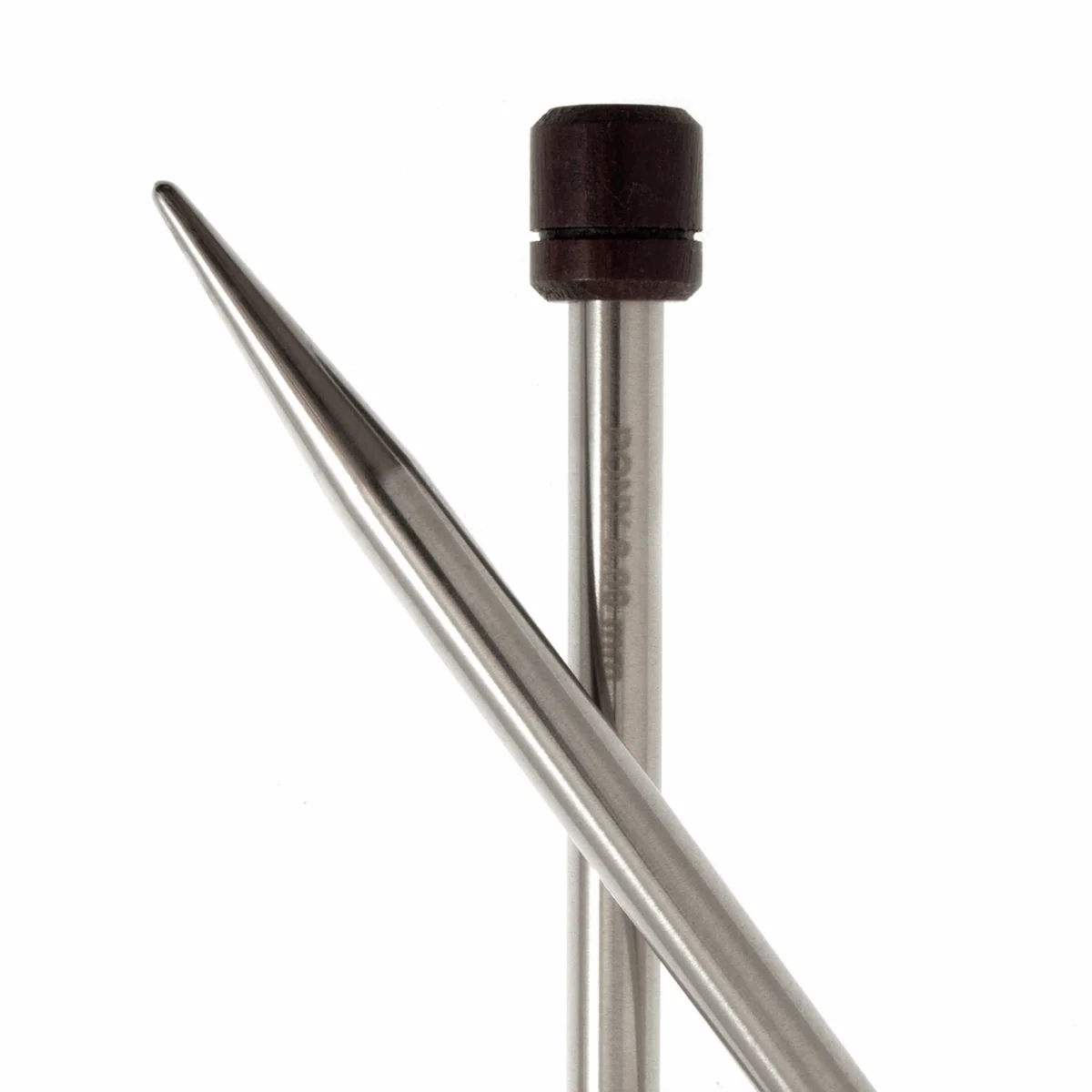 PONY 'Elan' Single-Ended Stainless Steel Knitting Pins with Rosewood Knob - 35cm x 8.00mm - Image 2
