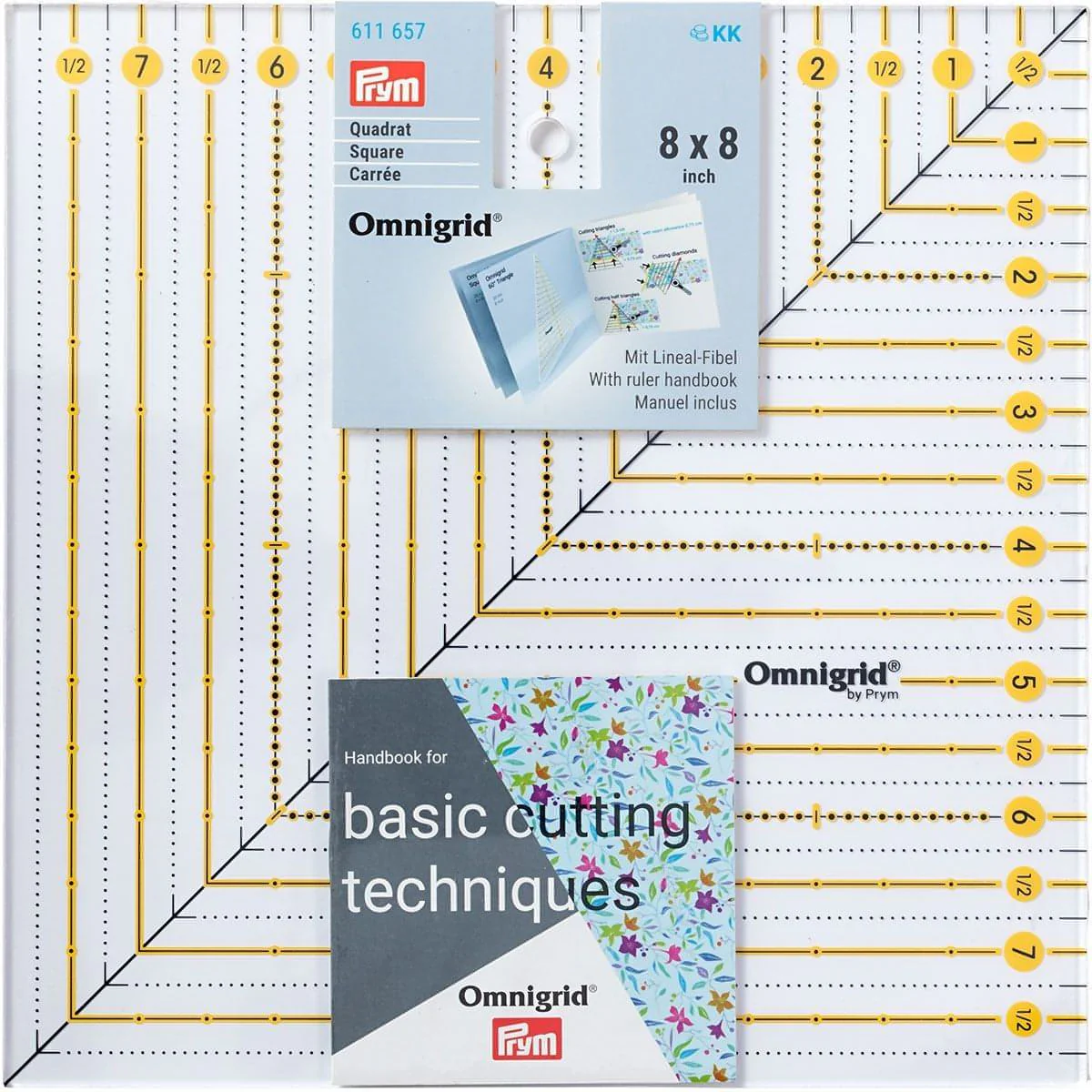 Prym Omnigrid Square Ruler - 8 inch x 8 inch