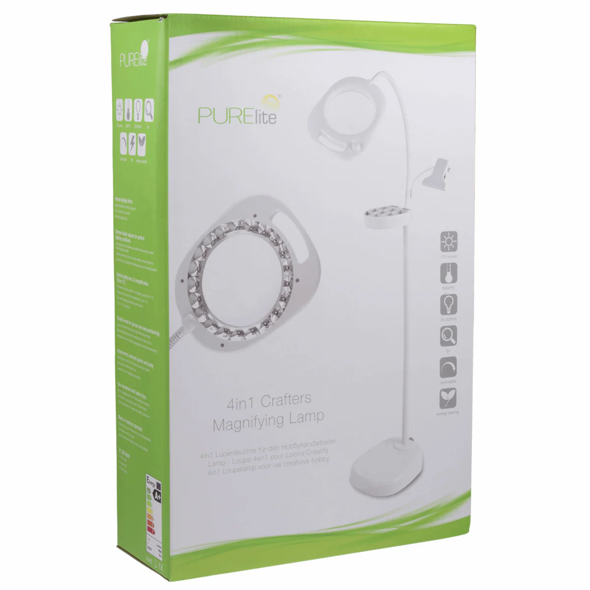 PURElite 4-in-1 LED Craft Magnifying Lamp - 2x magnification - Image 2