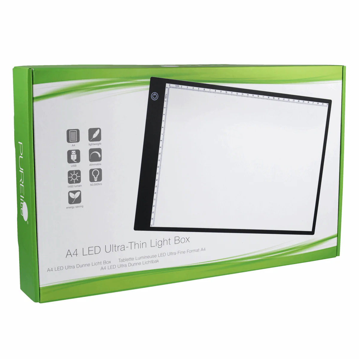 PURElite A4 Ultrathin Led Light Box with Natural Daylight dimmable LEDs - Features ruler border, USB, battery or mains powered - Image 4