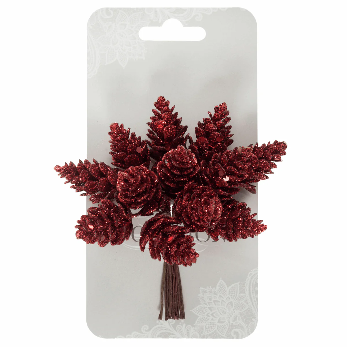 Red Glitter Pinecone Stems (Pack of 12 Stems) - Image 2