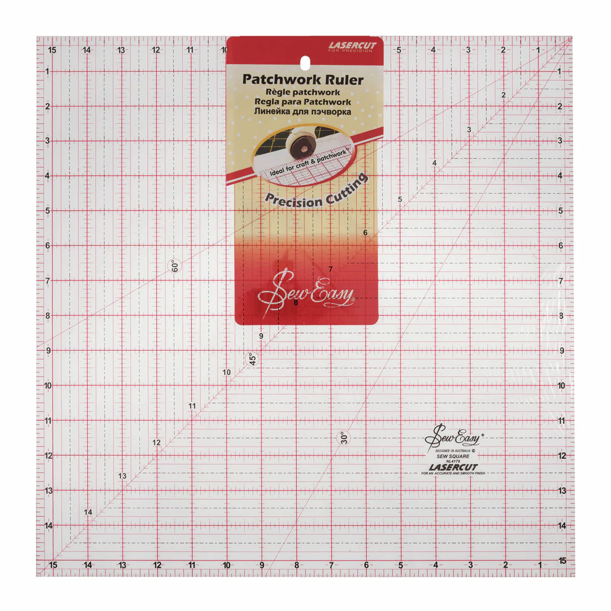 Sew Easy Square Quilting Ruler - 15.5 x 15.5in