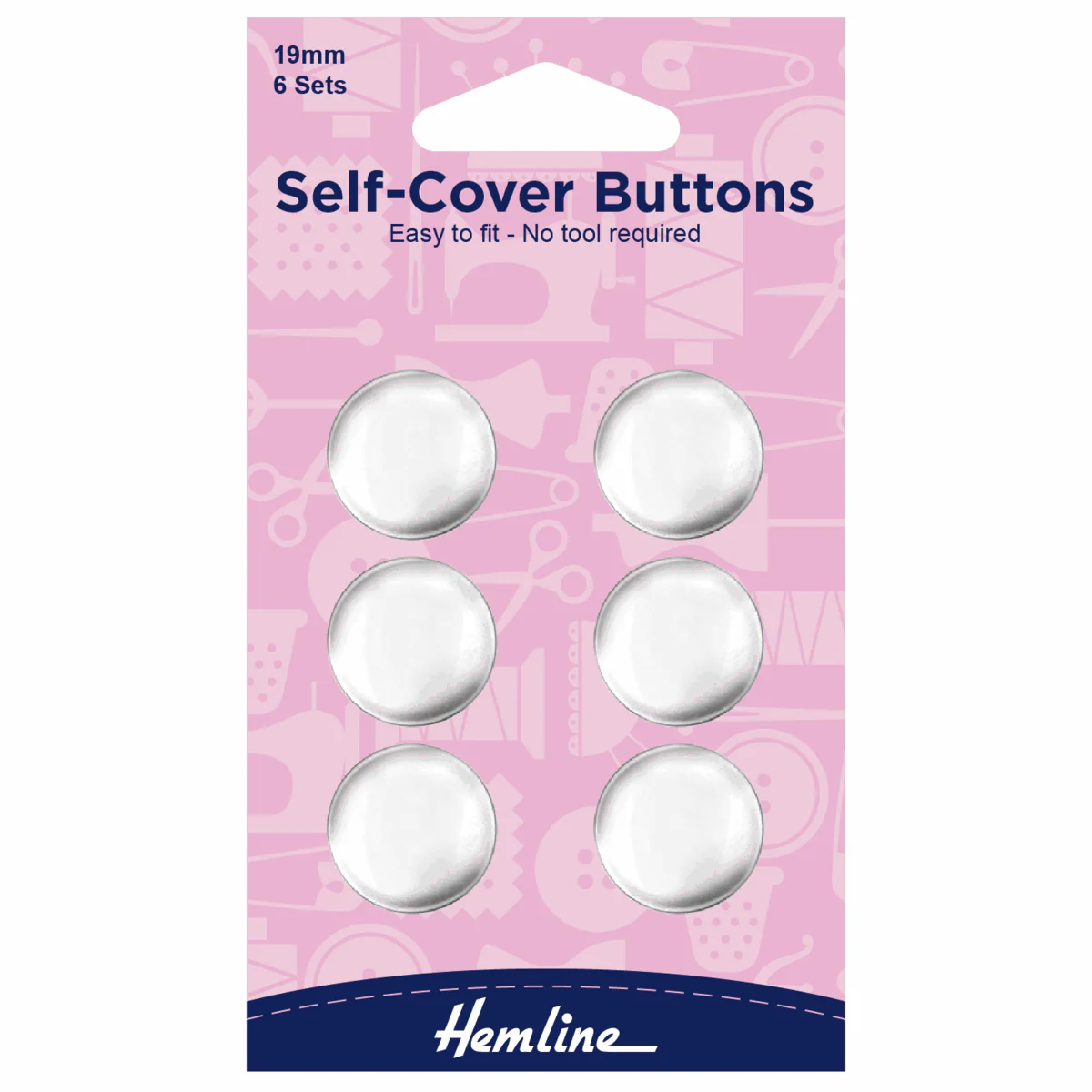 Self-Cover Metal Top Buttons - 19mm (Pack of 6)
